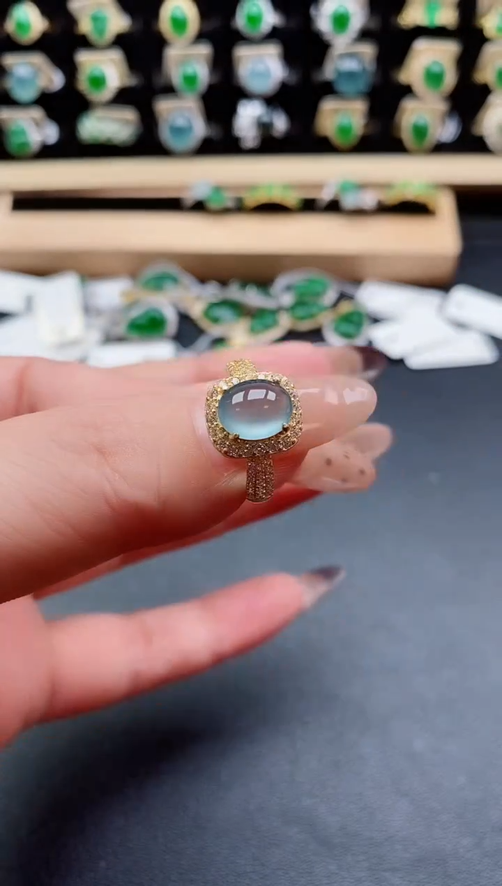 银S925镶嵌戒指翡翠1