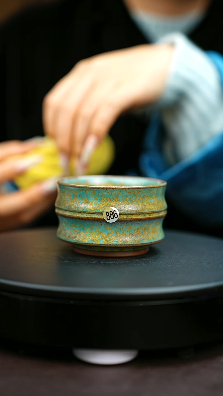 886#原矿钧瓷炉钧釉竹节杯