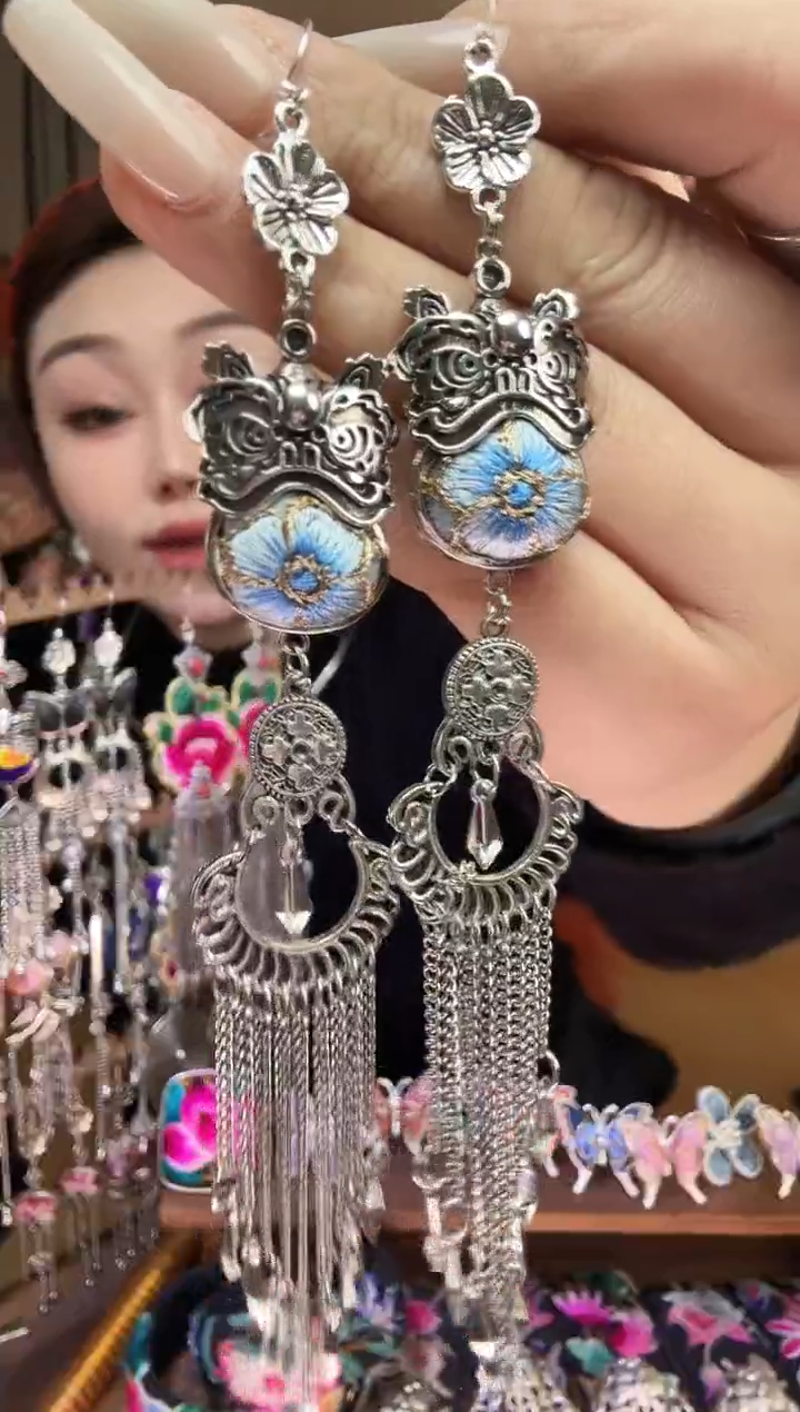 刺绣纯手工民族风刺绣耳环