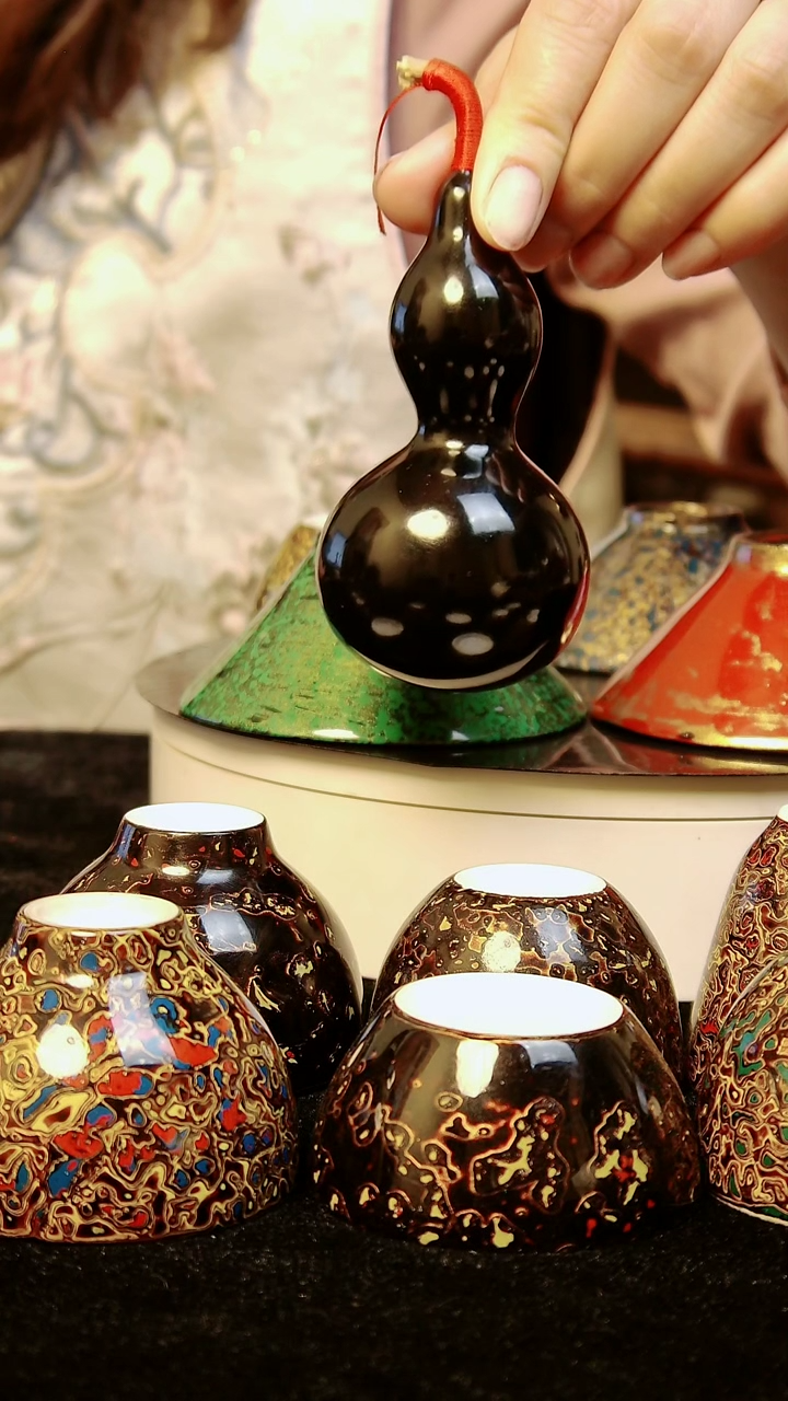【闪购商品】大漆黑色素髹工艺葫芦摆件手把件