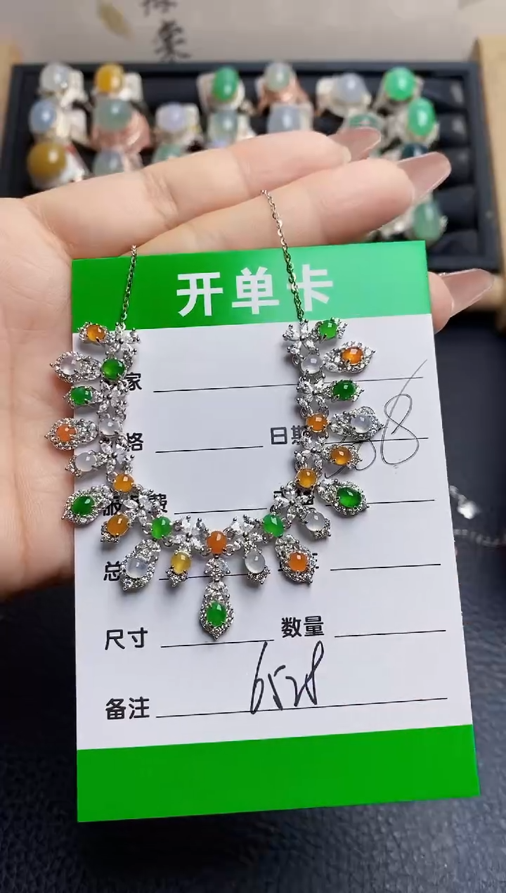 翡翠戒指银S925镶嵌6528