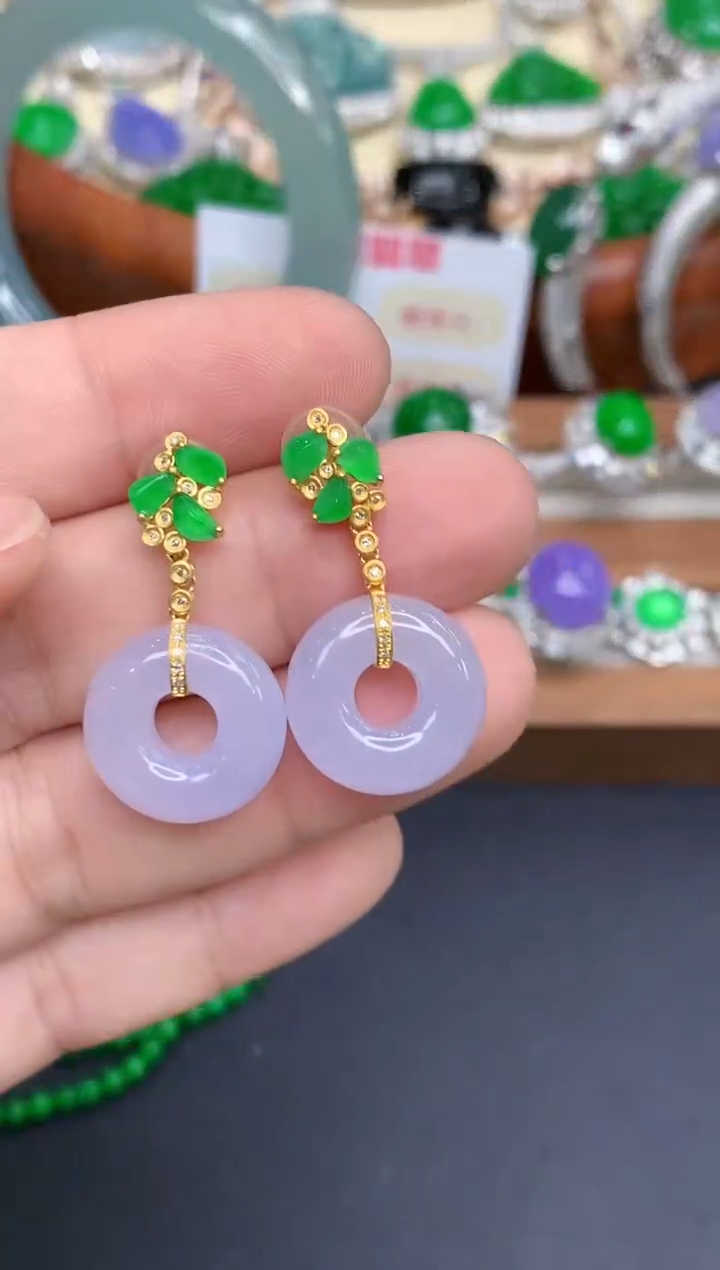 18K金镶嵌翡翠耳饰505-中国好珍宝