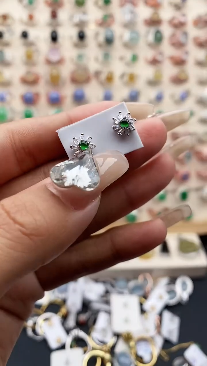 【闪购商品】翡翠戒指银S925镶嵌缅甸天然A货翡翠111  8+6