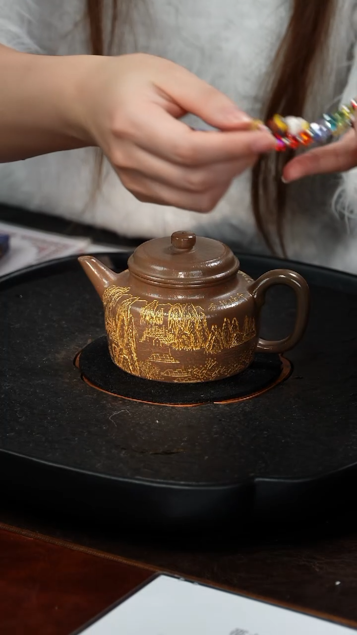 茶壶紫砂邵映华 剑流德钟 24宫廷丹青砂 230毫升