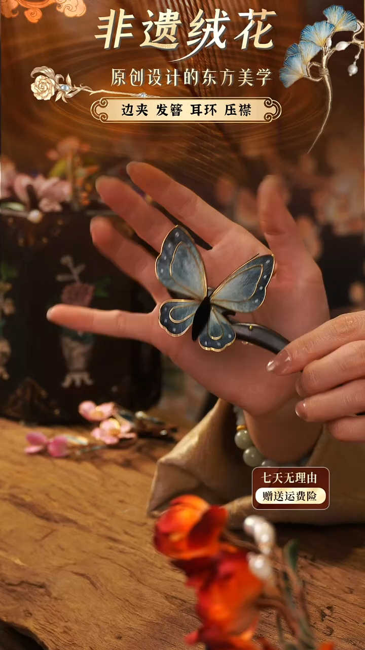 刺绣手工非遗绒花