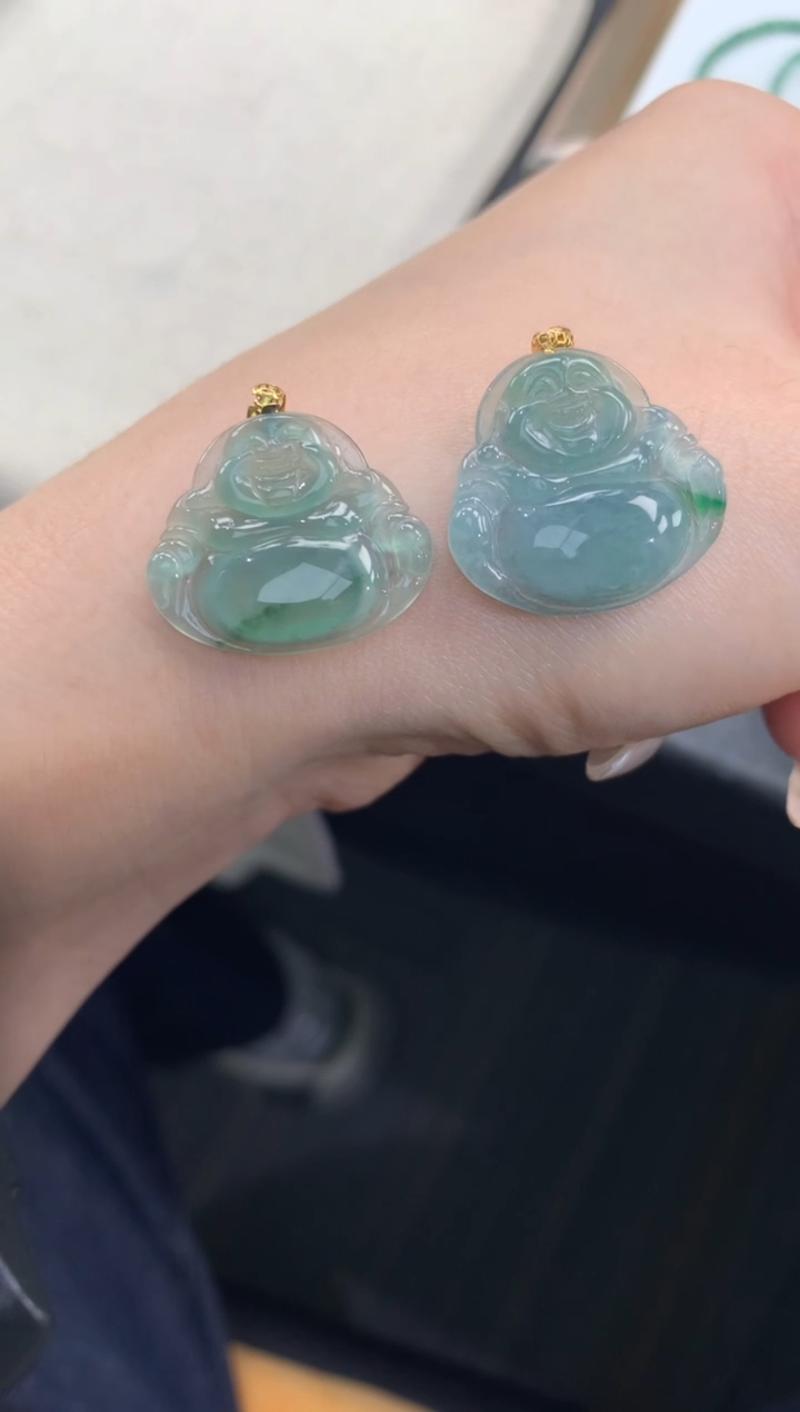 颈饰18K金镶嵌翡翠FA147 翡翠佛公 多样性发其一赠皮绳