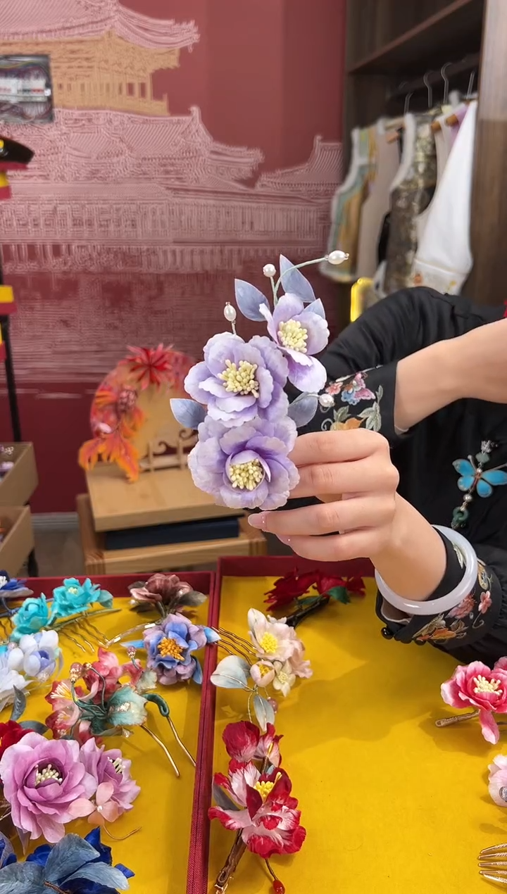 【闪购商品】刺绣非遗绒花（发饰）