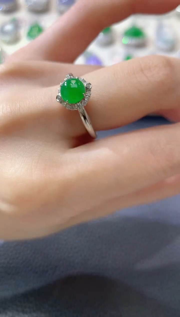 【闪购商品】翡翠戒指18K金镶嵌A38翡翠