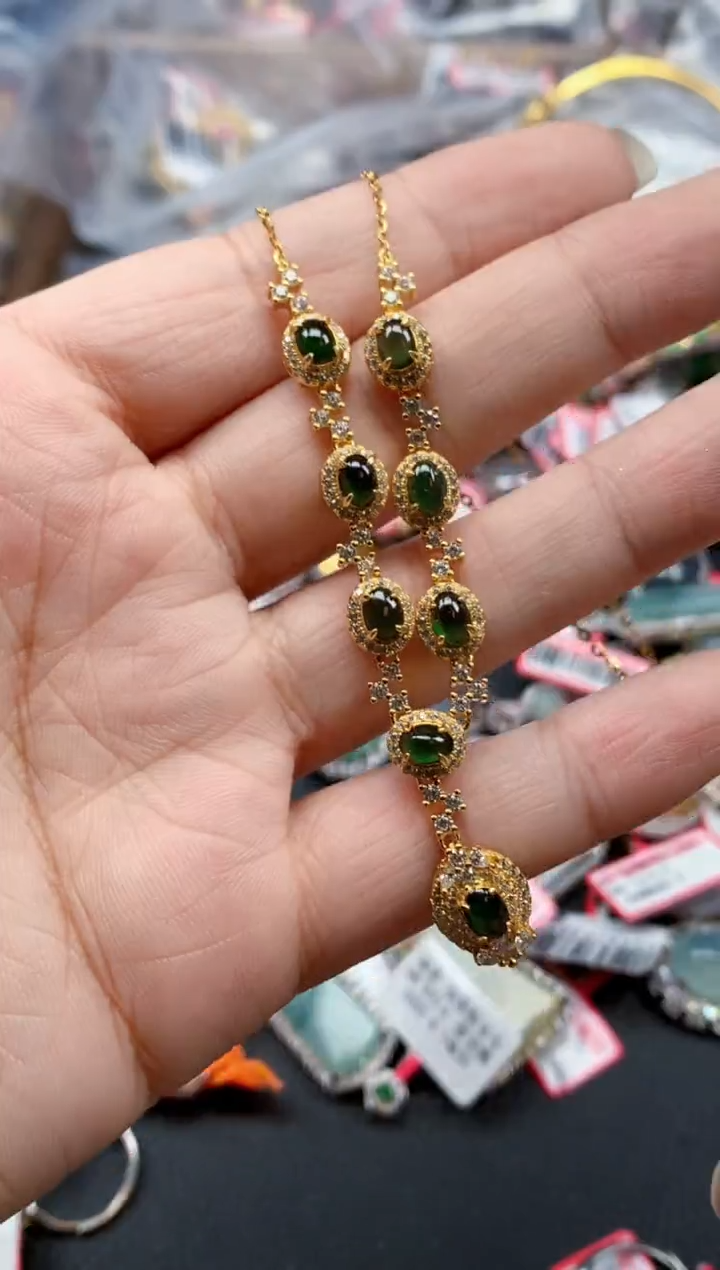 银S925镶嵌戒指翡翠天然A货缅甸翡翠