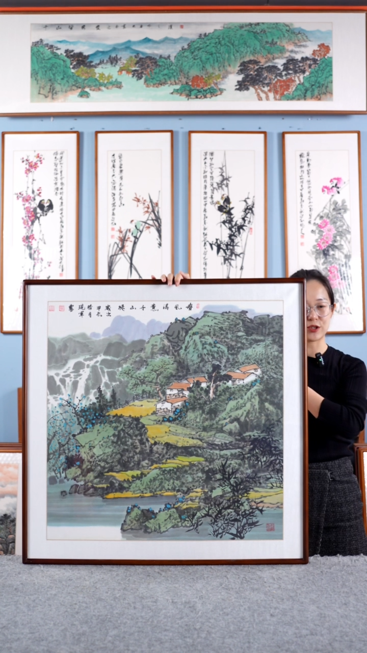 【闪购商品】国画张现军《春风得意千山绿》手绘83*83