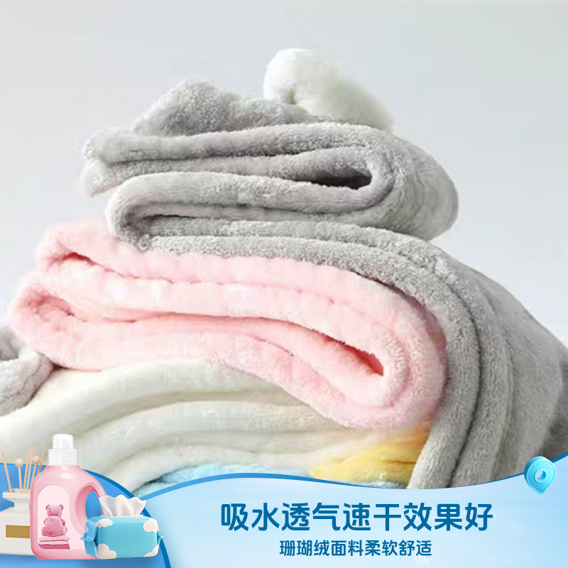 蝴蝶结设计珊瑚绒干发帽柔软速干吸水超柔家用亲肤绒面可爱透气