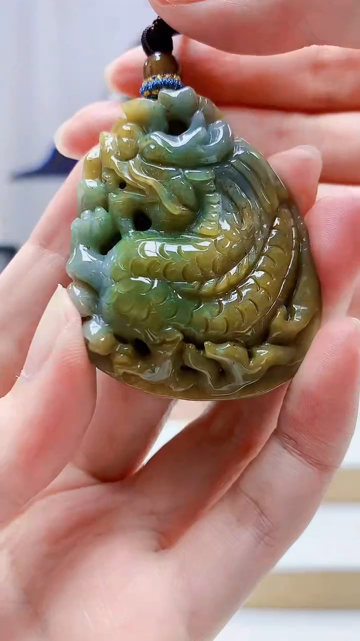 未镶嵌定制翡翠5028zm-毛货挂件149龙牌