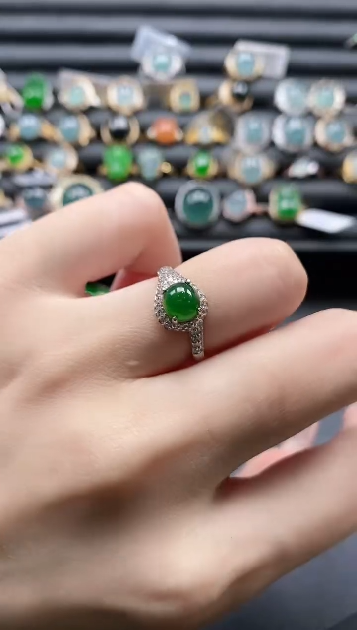 【闪购商品】翡翠戒指银S925镶嵌11111