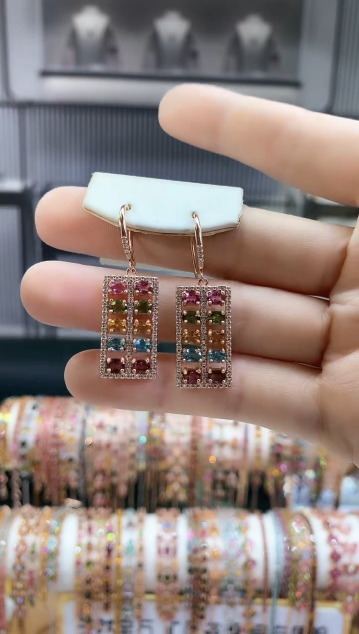 银S925镶嵌耳钩碧玺534354354354