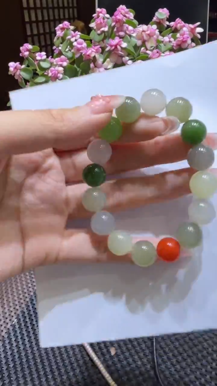 颈饰未镶嵌和田玉手串12mm