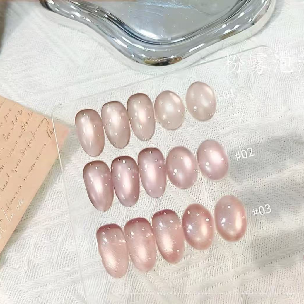  芷间-粉雾泡泡 01-03 猫眼胶甲油胶-权杖瓶10ml（不送磁铁）