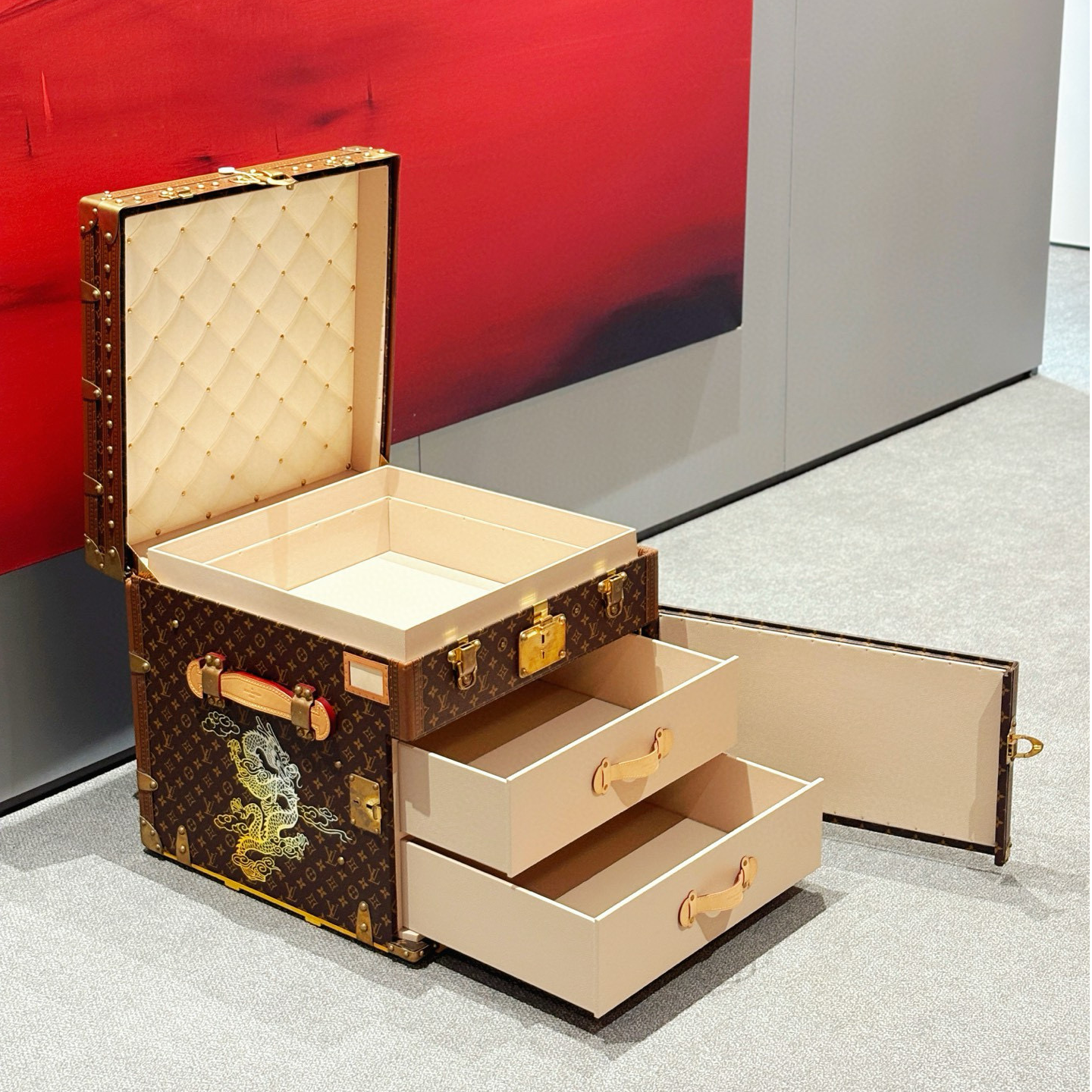 99新 LouisVuitton/路易威登 老佛爷 老花边几硬箱带图案