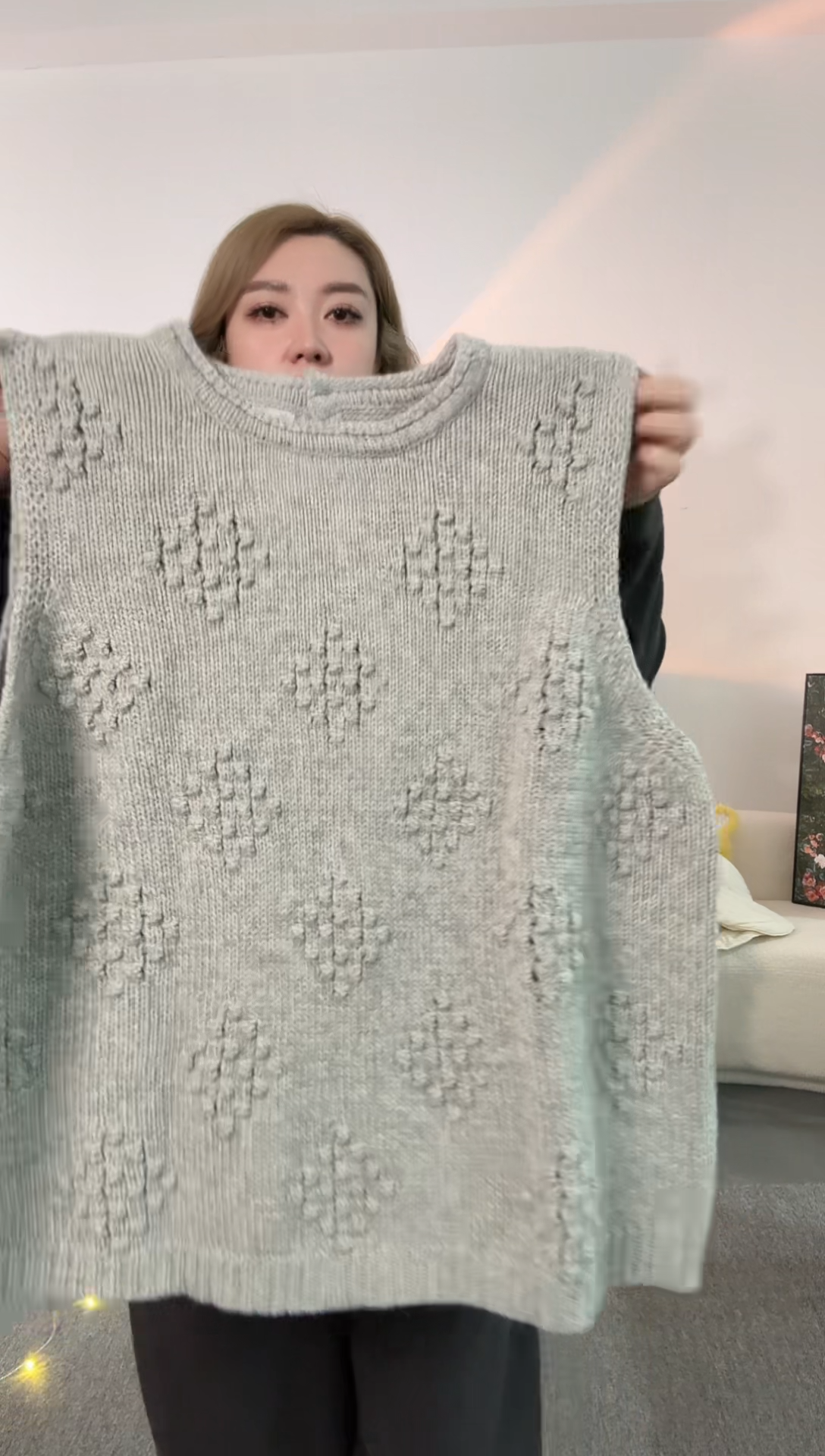 三醋酯纤维野兔毛灰色葡萄马夹