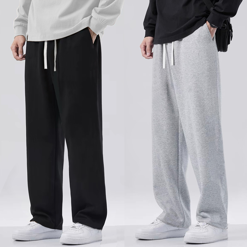 抽绳纯色直筒运动裤百搭男女款秋季宽松休闲简约潮牌阔腿裤子