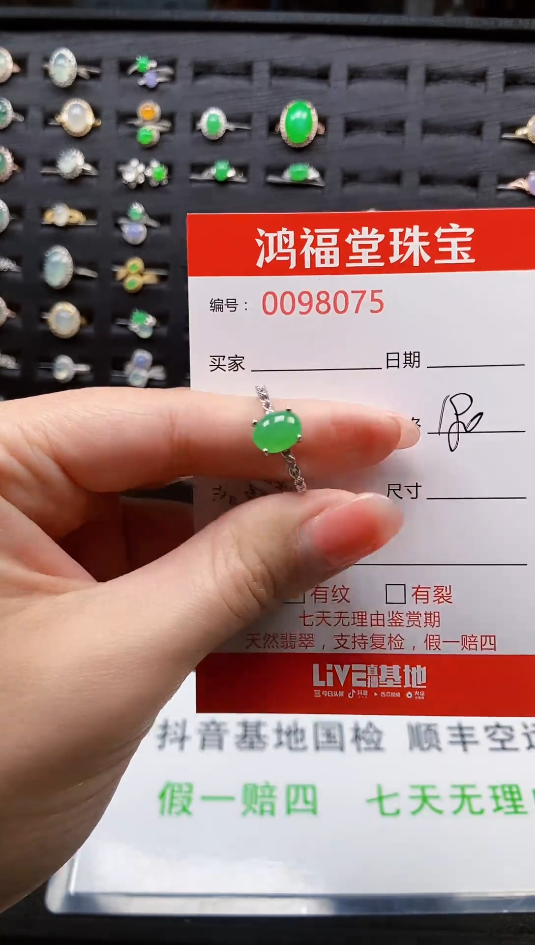 【闪购商品】翡翠戒指银S925镶嵌8075