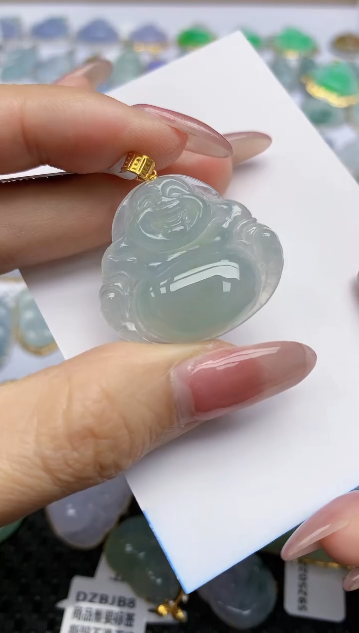 【闪购商品】翡翠挂件18K金镶嵌天然翡翠A货