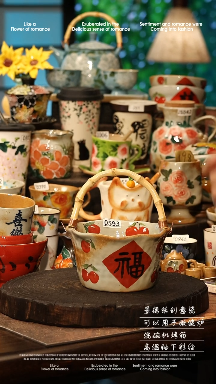 陶瓷景德镇高温釉下彩手工手绘款式@A0593@