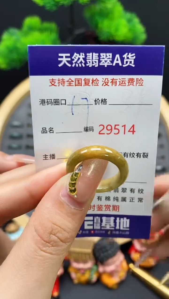 【闪购商品】翡翠戒指未镶嵌天然翡翠戒圈9514