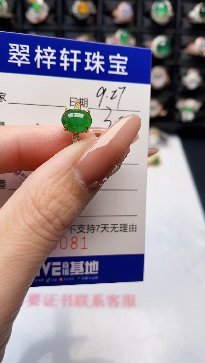 银S925镶嵌戒指翡翠0081