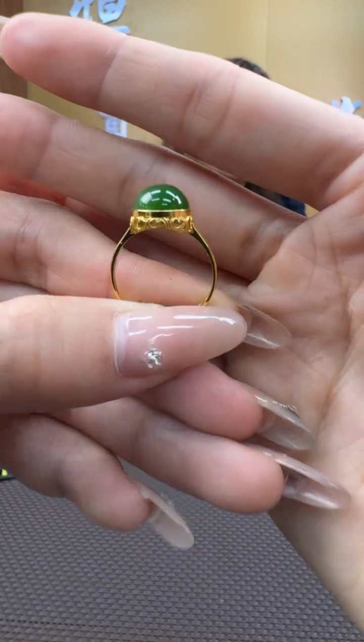 【闪购商品】和田玉戒指18K金镶嵌11-19备注圈口发货