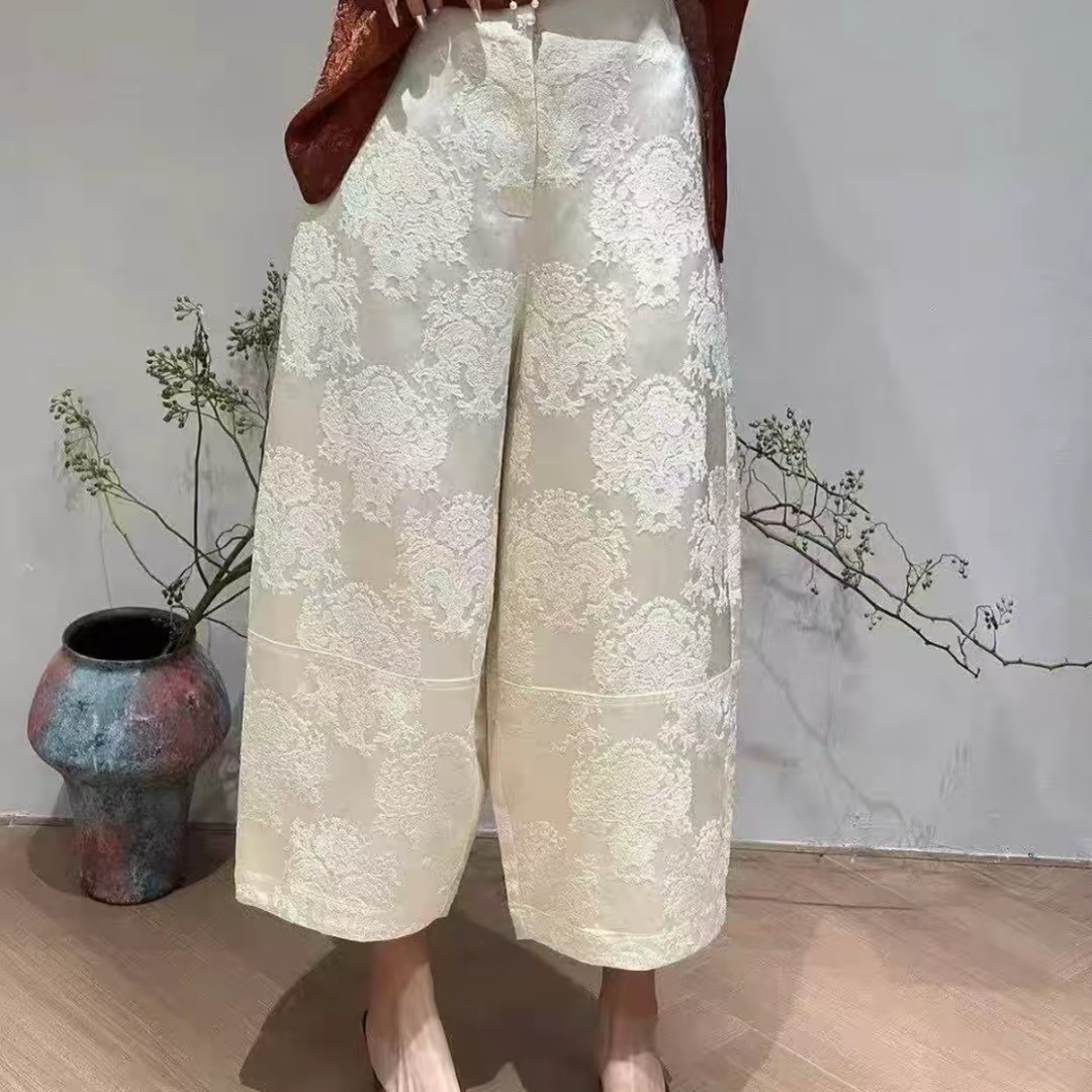 2025秋季新款新中式国风高腰显瘦直筒裤女时尚气质复古百搭女裤子