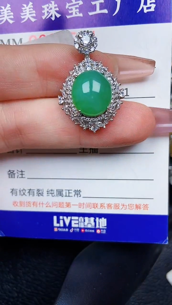 翡翠银S925镶嵌颈饰8571