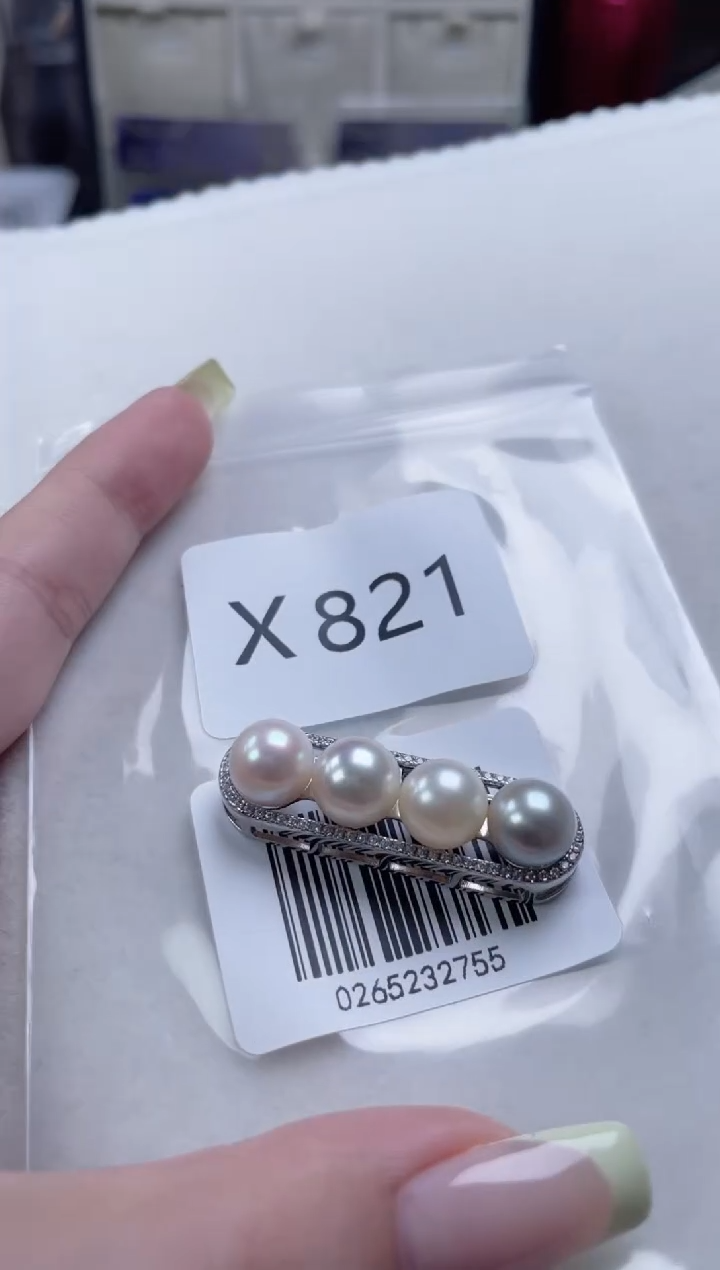 银S925镶嵌海水珍珠吊坠X821