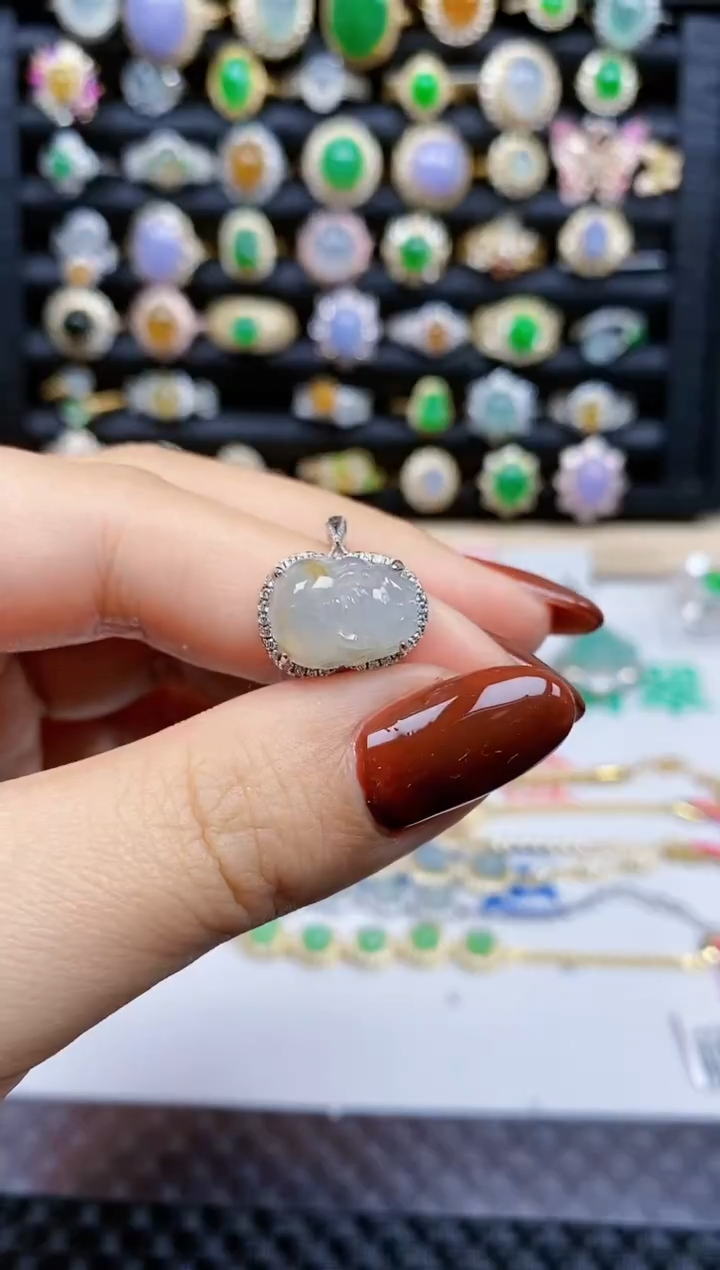 银S925镶嵌戒指翡翠394