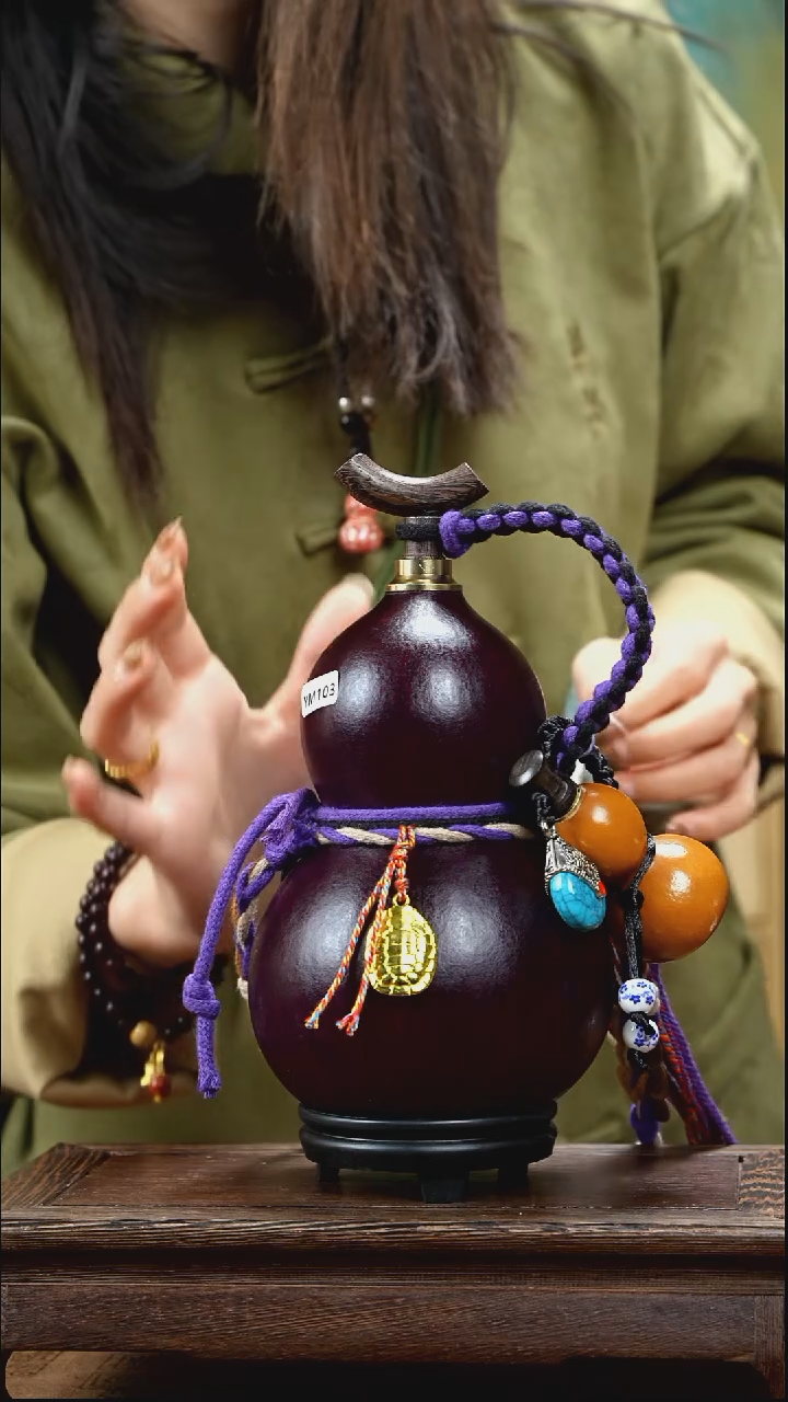 YM103精品藏绳款天然酒葫芦（一物一拍）+原色小手捏