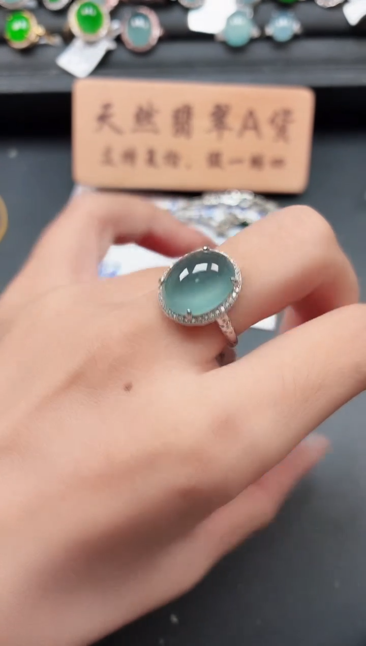 银S925镶嵌戒指翡翠111