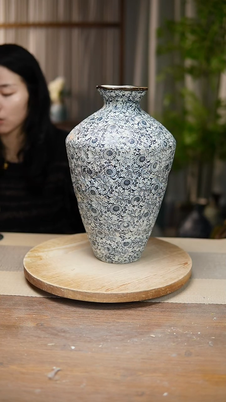 【闪购商品】陶瓷  花器青花瓷向日葵高脚