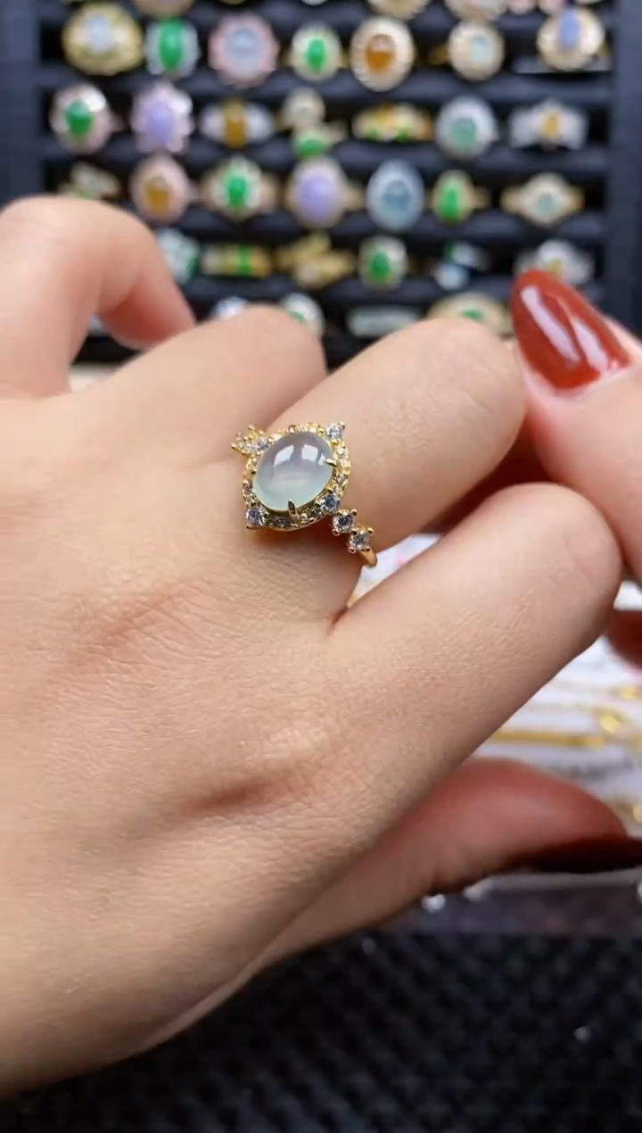 银S925镶嵌戒指翡翠275