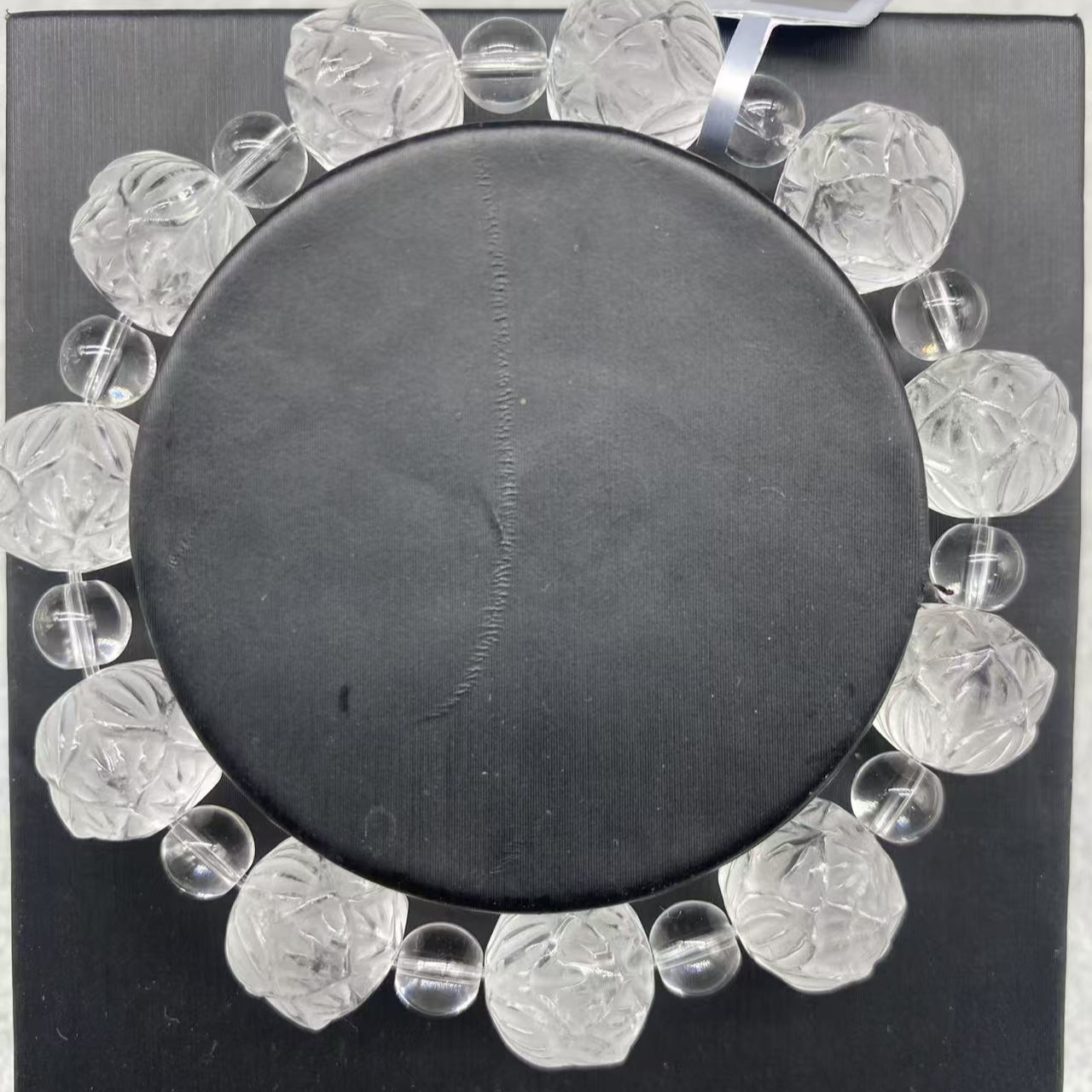 天然白水晶莲花手串13+