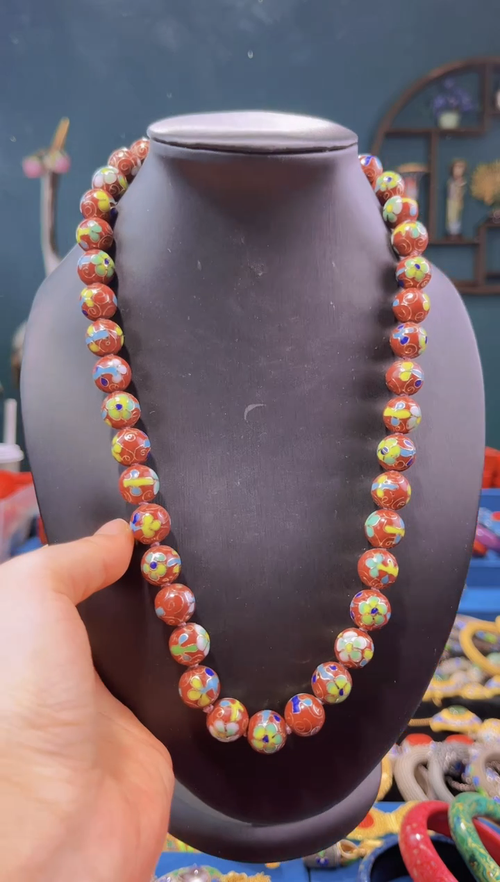 【闪购商品】非遗绝技 景泰蓝1.2项链 砖红