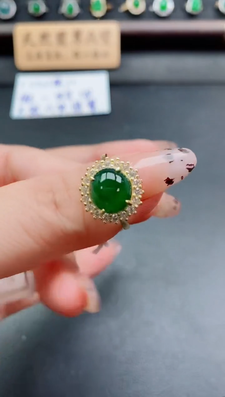 银S925镶嵌戒指翡翠1