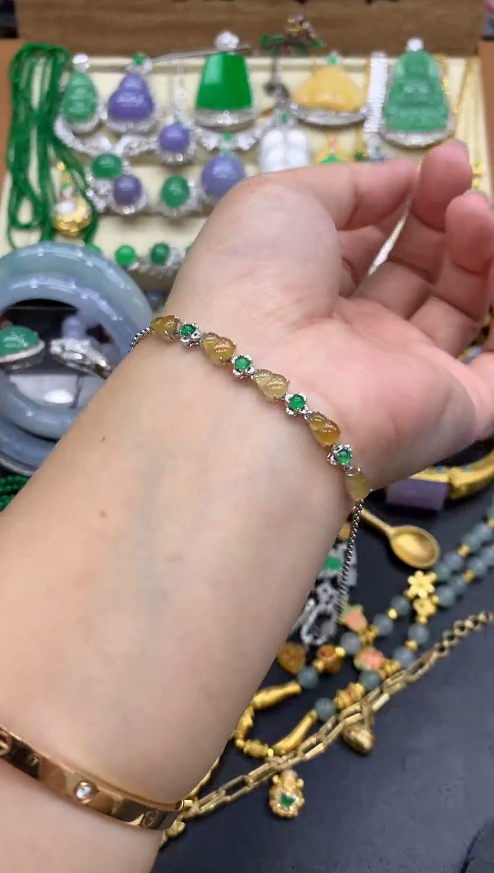 18K金镶嵌手链翡翠257-中国好珍宝
