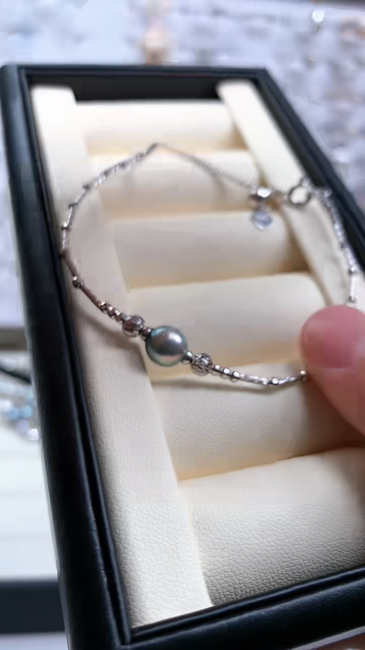 【闪购商品】海水珍珠手镯银S925镶嵌真多麻手链