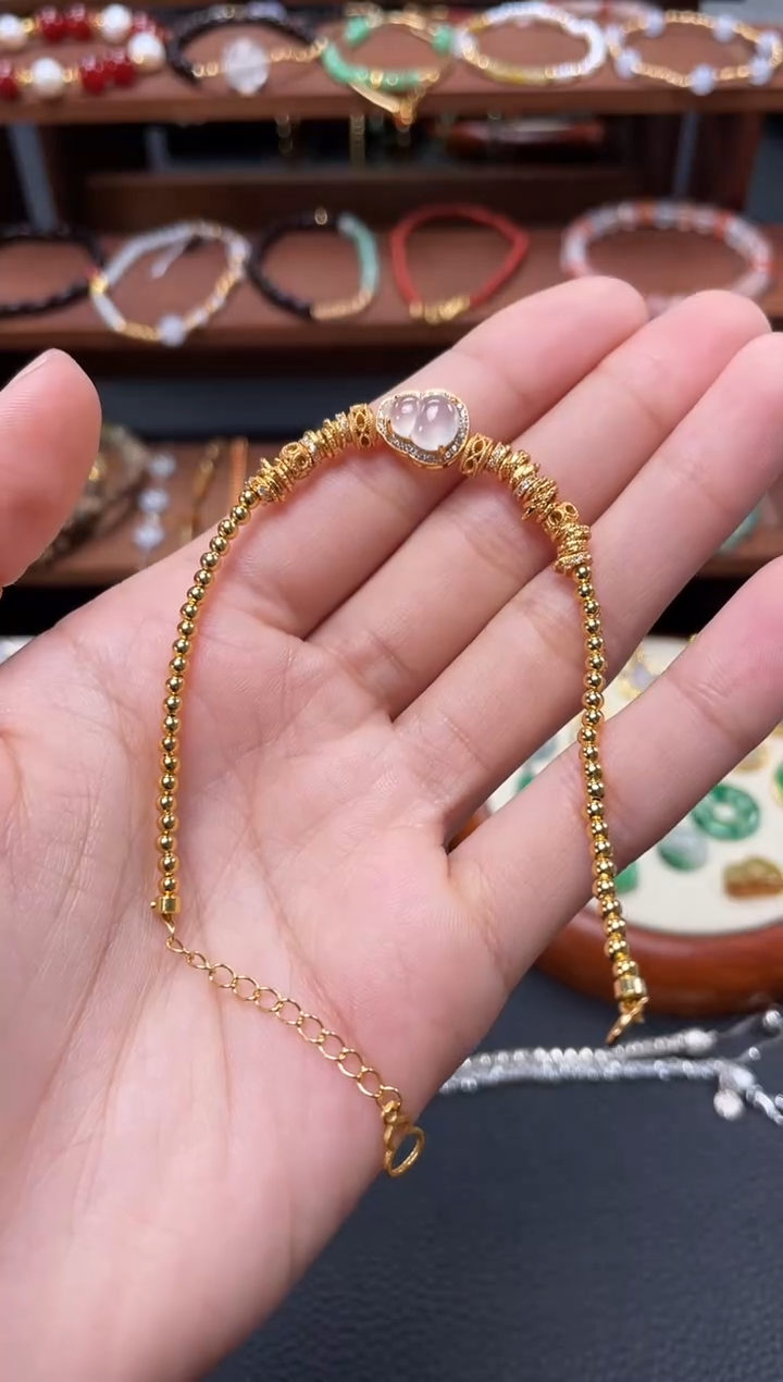 【闪购商品】翡翠套链银S925镀金镶嵌一个  JK685