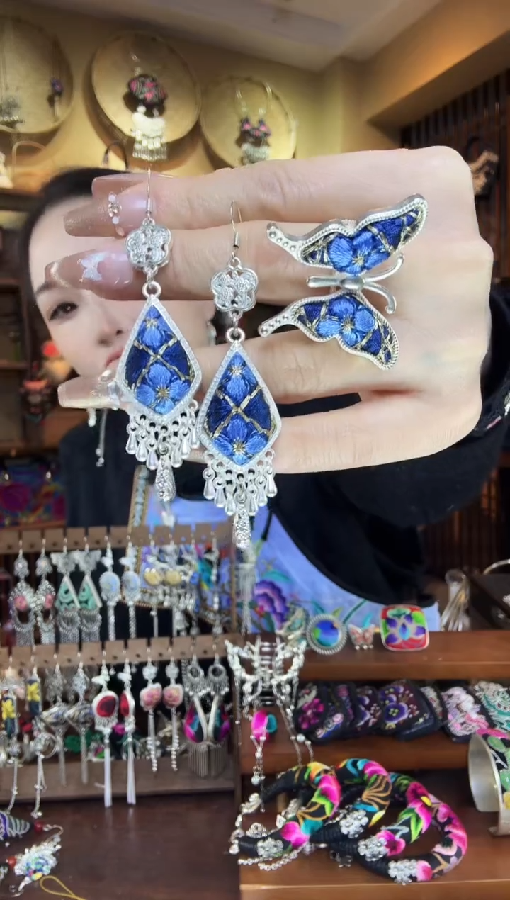 刺绣非遗刺绣民族风耳环