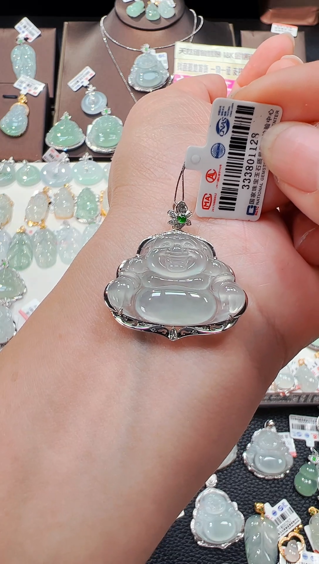 【闪购商品】翡翠吊坠(不含链)18K金镶嵌佛公吊坠128