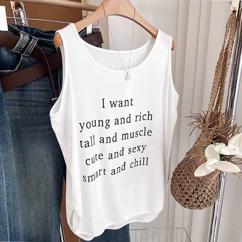 【海南简爱】新款美式字母印花无袖上衣潮9328