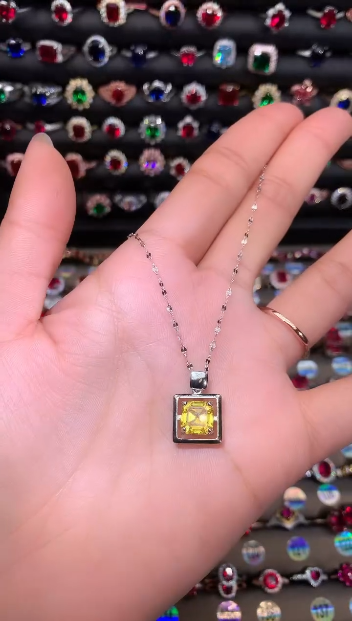 【闪购商品】水晶颈饰银S925镶嵌黄水晶