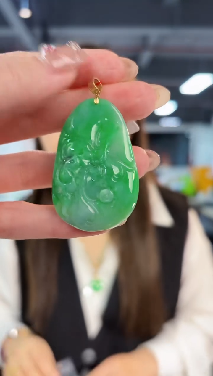 【闪购商品】翡翠颈饰18K金镶嵌 缅料A货/支持复检/一件