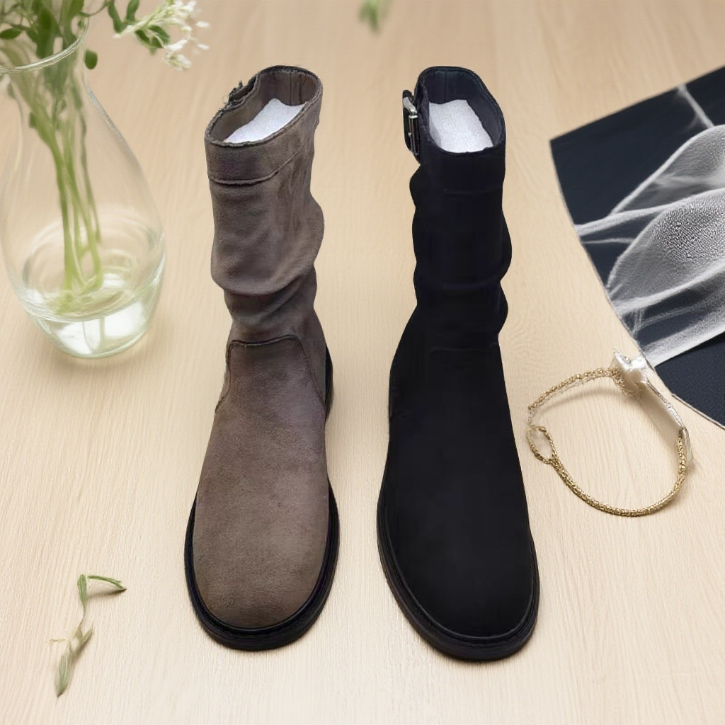 535   时装靴小靴子短靴复古中筒厚底休闲平底马丁靴