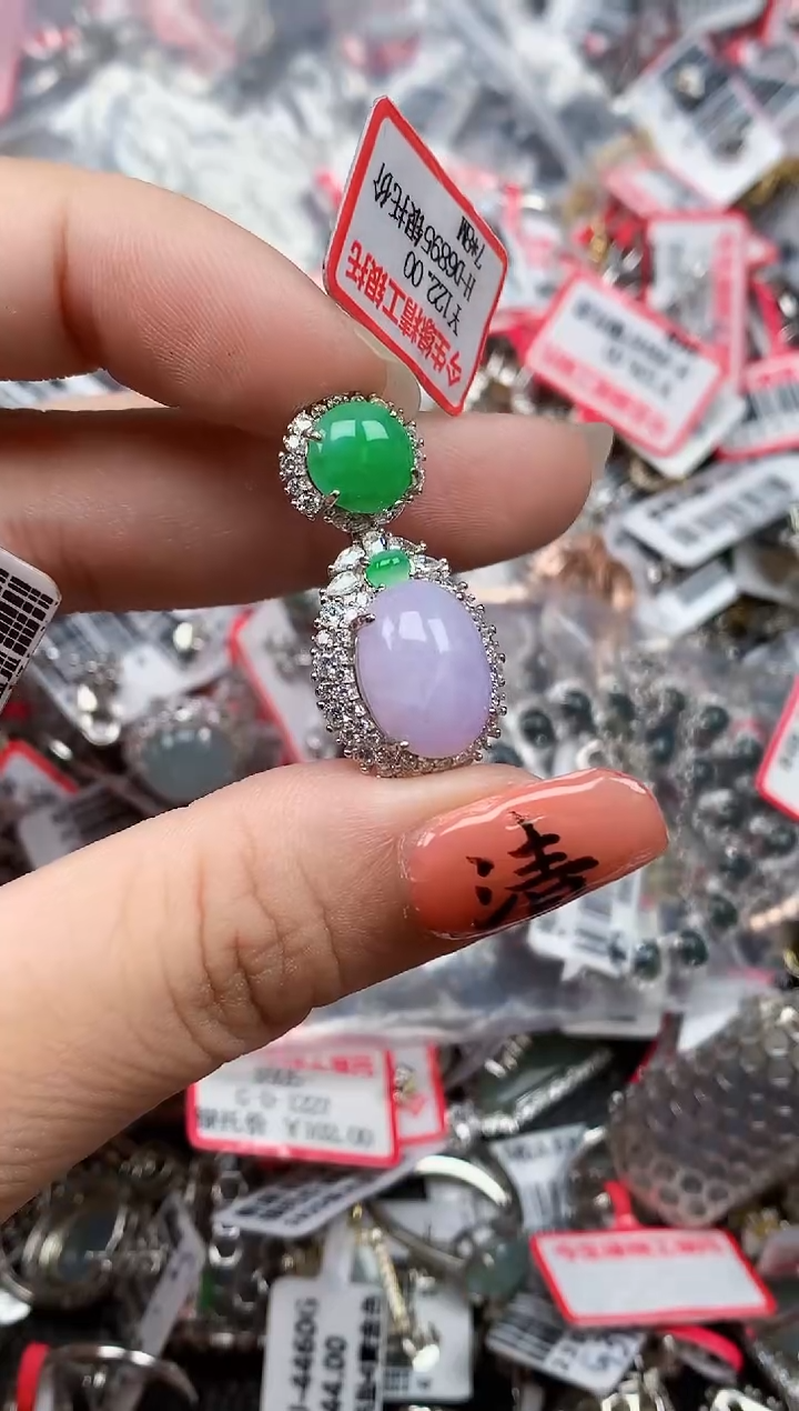 银S925镶嵌戒指翡翠天然A货缅甸翡翠